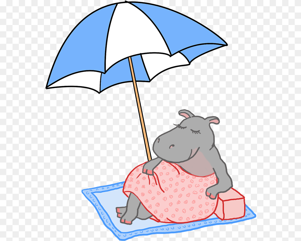 Summer With Parasol And Beach Summer Hippo Clipart, Canopy, Umbrella Free Png