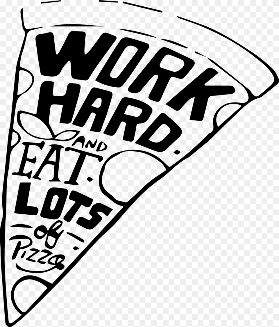 Summer Work Party Three Handlettering Pizza, Gray Free Png