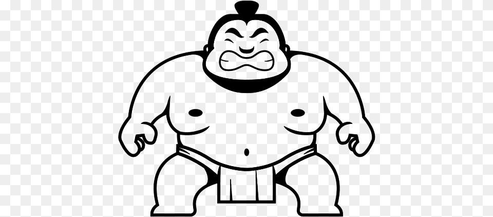 Sumo Wrestler Cartoon, Gray Png