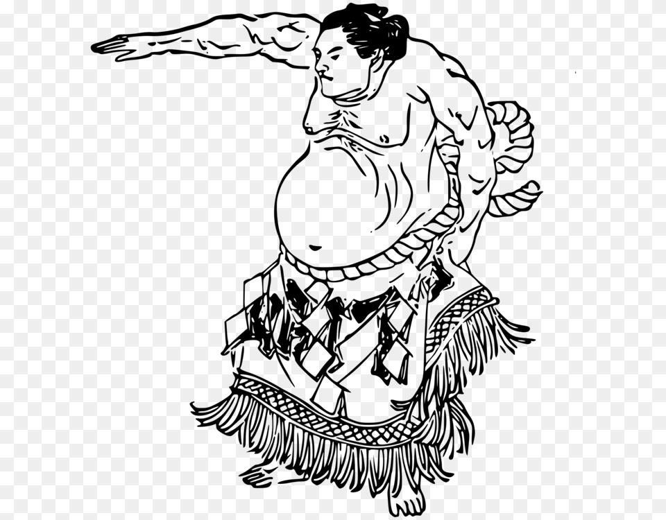 Sumo Wrestling Drawing Professional Wrestler Sports Wrestling Black And White Clip Art, Gray Free Transparent Png