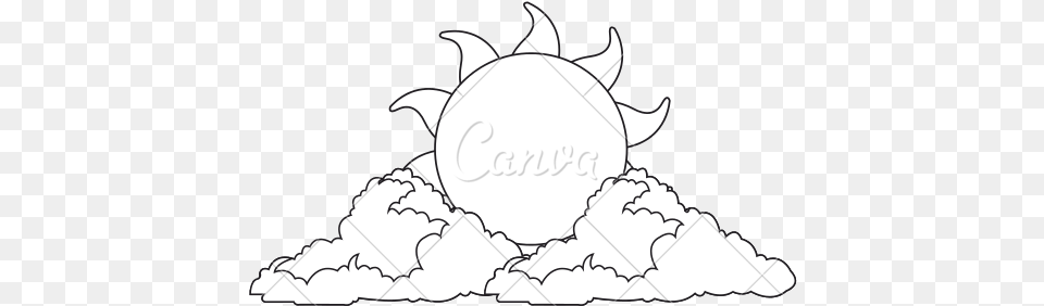 Sun And Clouds Black White Transparent Sketch, Nature, Outdoors, Sky, Snow Png