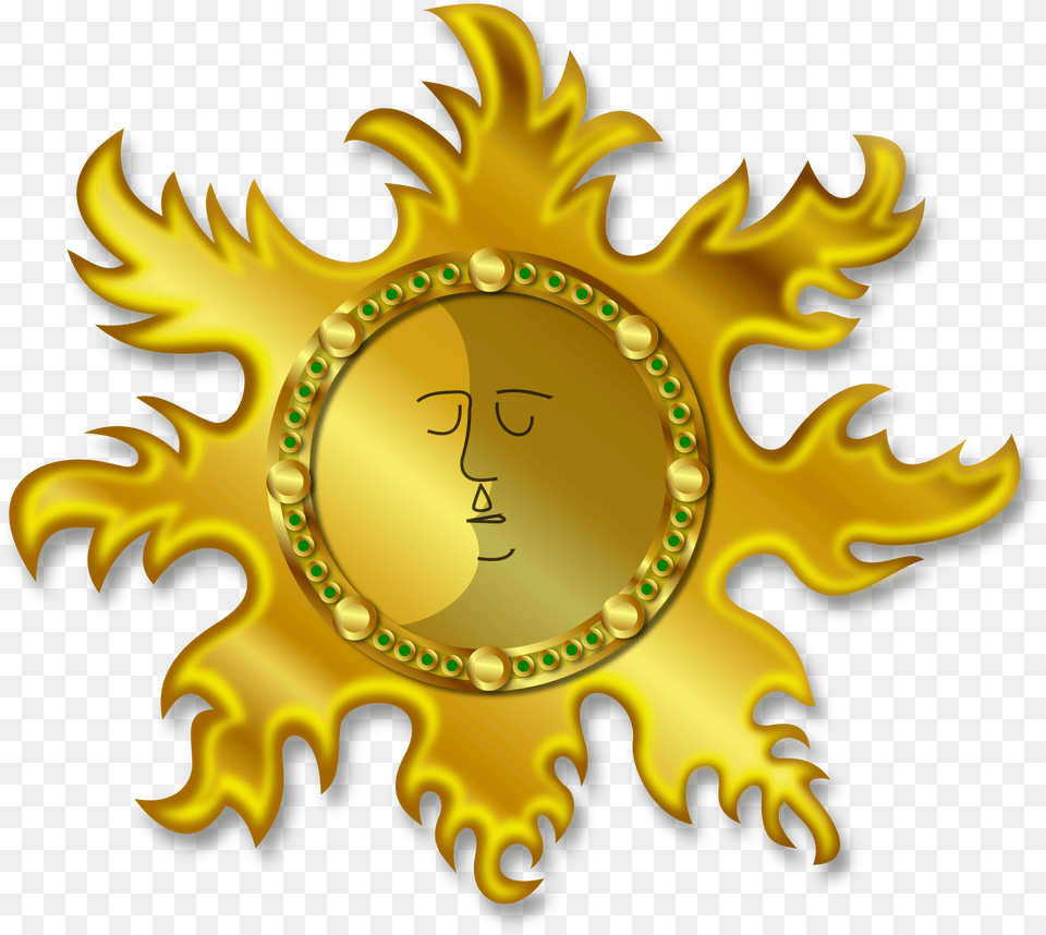 Sun And Moon Clip Arts Sun Amp Moon, Gold, Person, Emblem, Symbol Free Png Download