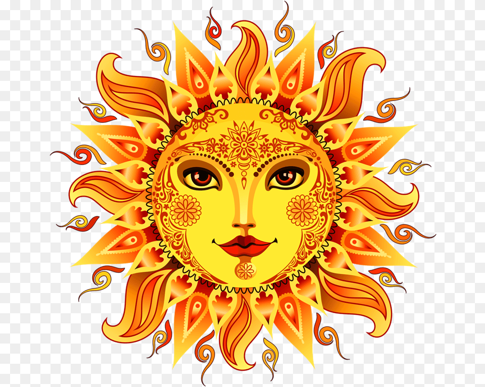 Sun And Moon Hippie Clipart Jpg Sun Goddess, Pattern, Art, Face, Person Free Transparent Png