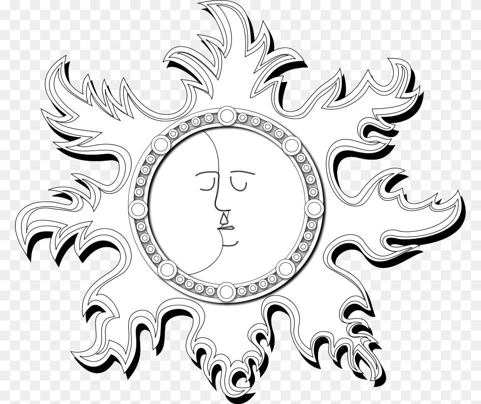 Sun And Moon Outline Clip Arts Imagenes Gratis De Astrologa, Emblem, Symbol, Art, Face Free Png