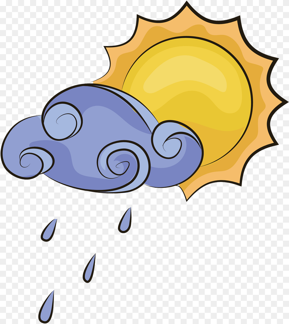 Sun And Rainy Cloud Clipart Download Clip Art, Animal, Sea Life Free Transparent Png