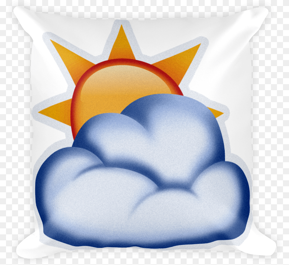 Sun Behind Cloud Cloud Sun Emoji, Cushion, Home Decor, Pillow, Animal Png