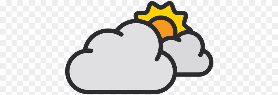 Sun Behind Cloud Icon Of Colored Outline Style Available Sun Behind Cloud Icon, Device, Grass, Lawn, Lawn Mower Free Png Download