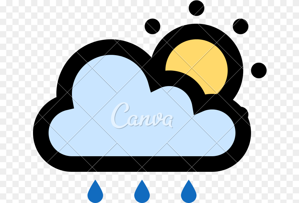 Sun Behind Rain Cloud Icons By Canva Sunny Partly Cloudy Rain, Nature, Outdoors, Dynamite, Weapon Free Png Download