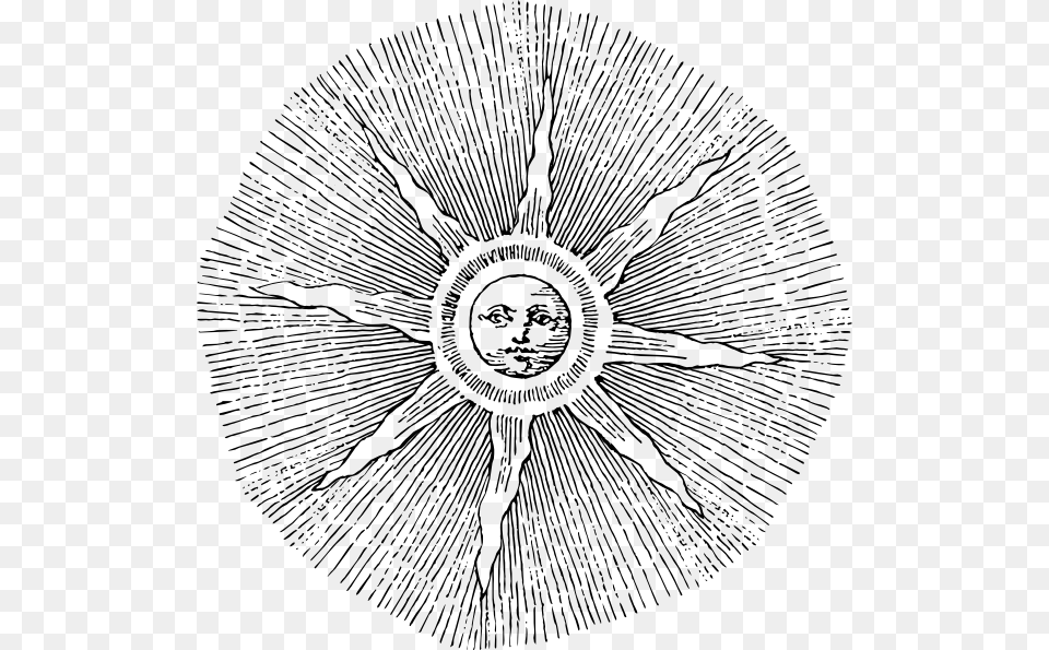 Sun Black And White Illustration, Art, Drawing, Person, Face Free Png