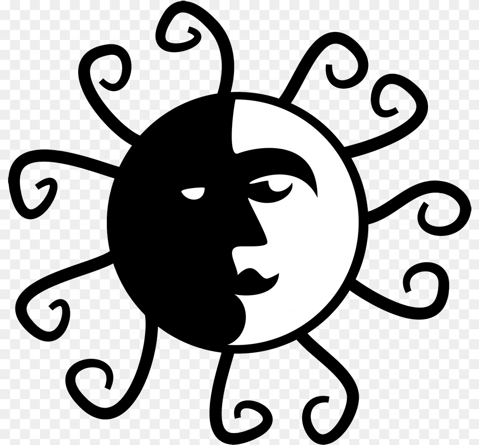 Sun Clipart Simple Black And White Art, Stencil, Adult, Female, Person Free Png
