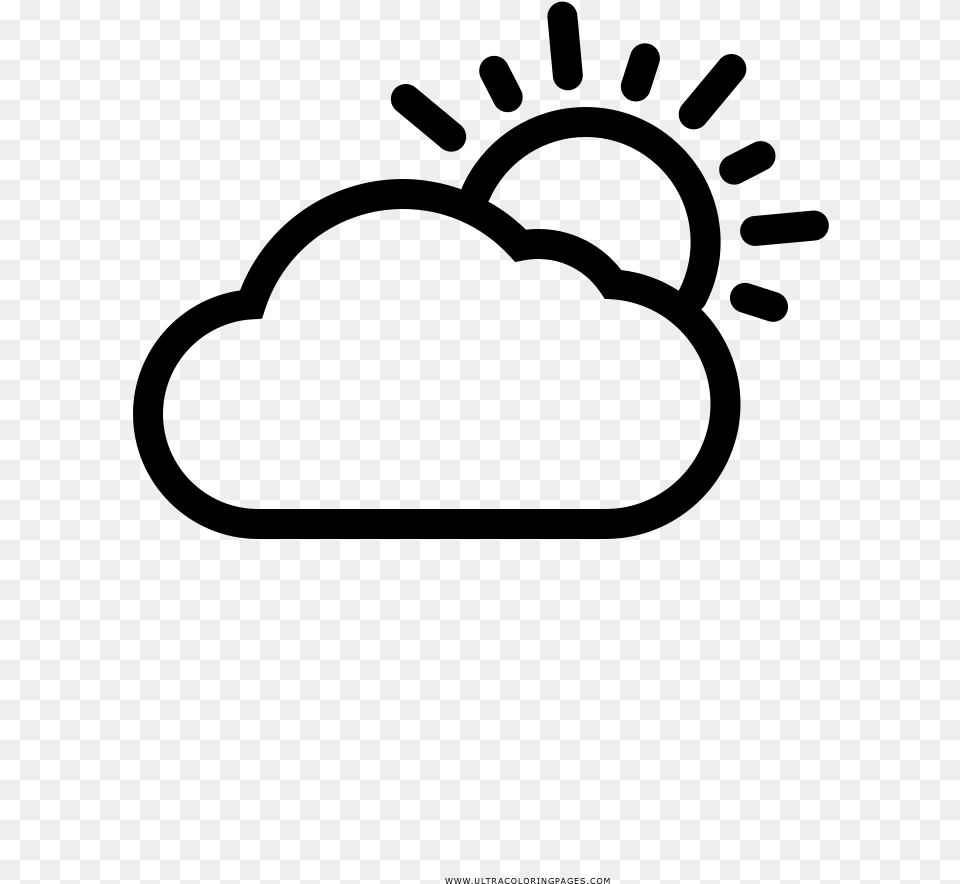 Sun Cloud Coloring, Gray Png