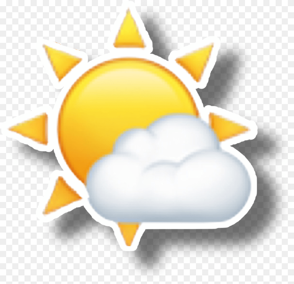Sun Cloud Emoji Sunemoji Cloudemoji Emojisticker Illustration, Nature, Outdoors, Sky, Logo Png Image