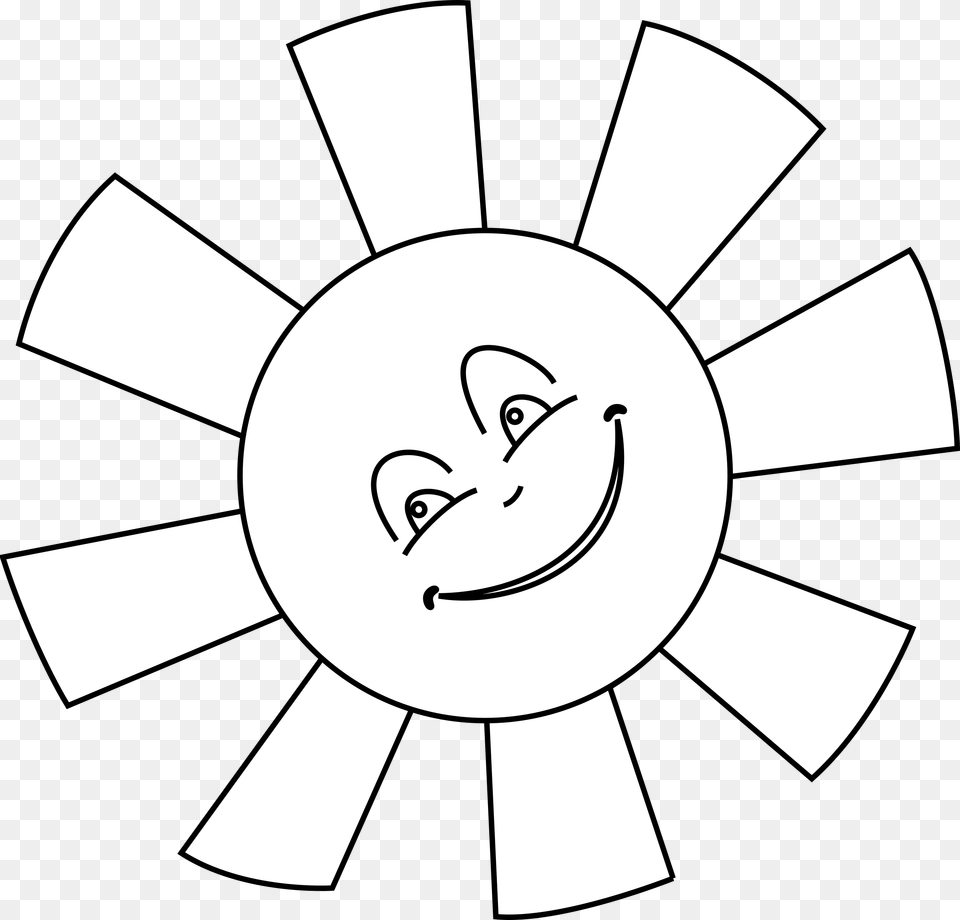 Sun Face Clip Art Black And White Line Art, Stencil, Logo Free Transparent Png