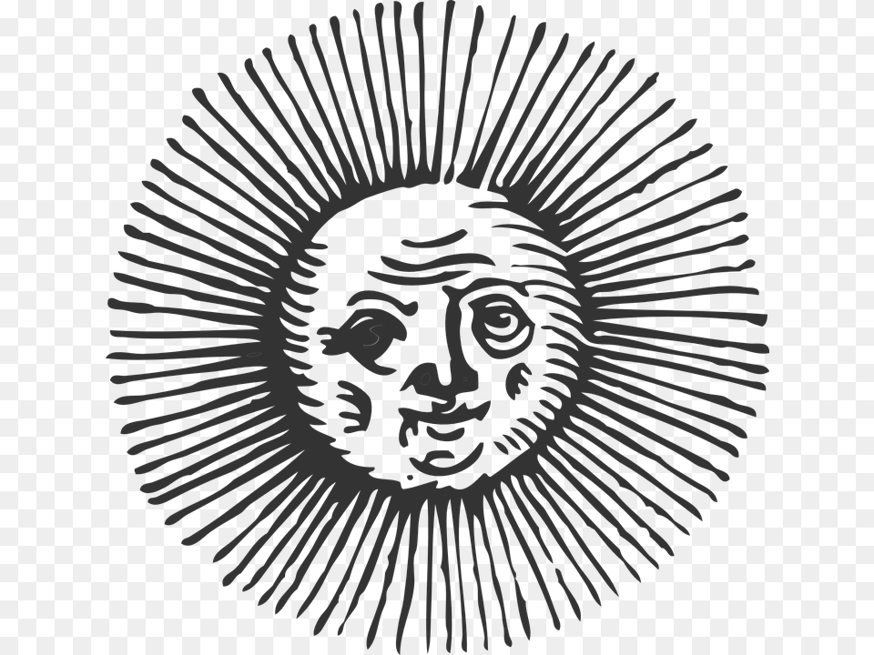 Sun Face Hair Ray Of Sunlight Old Sun, Emblem, Symbol, Logo, Head Free Png
