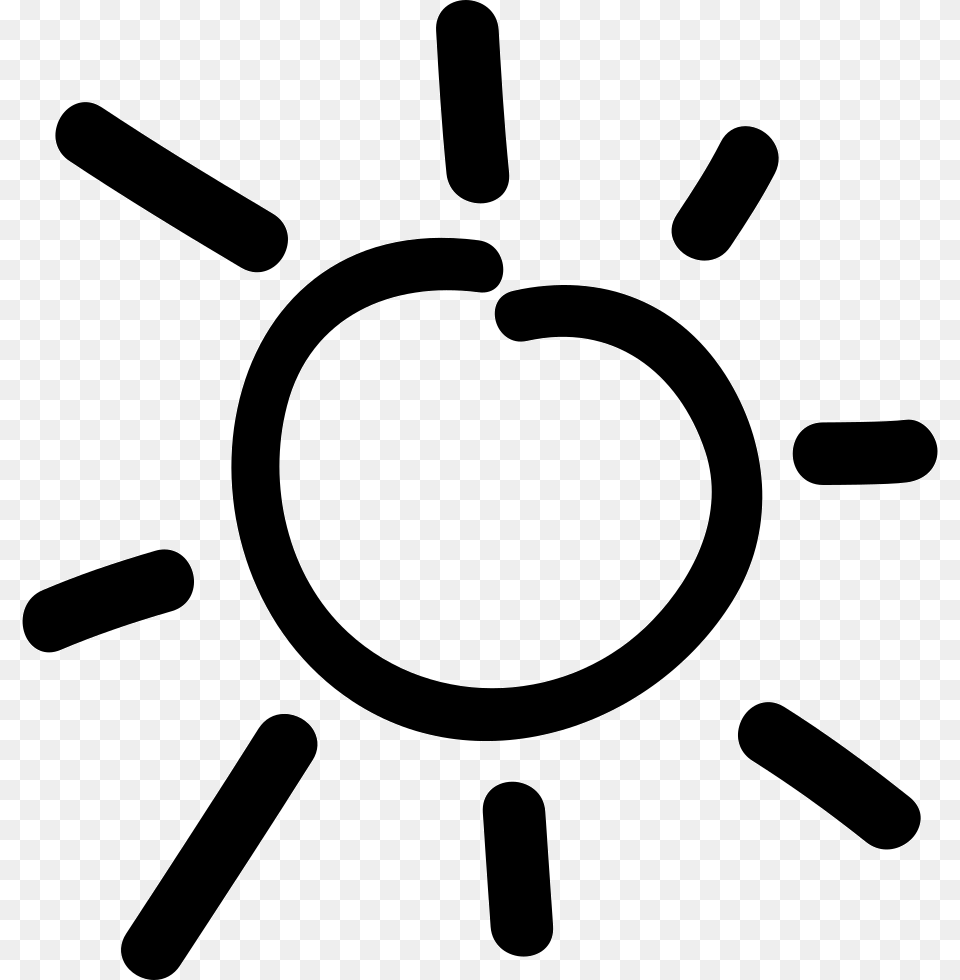 Sun Hand Drawn Day Symbol Icon Download, Stencil, Device, Grass, Lawn Free Transparent Png