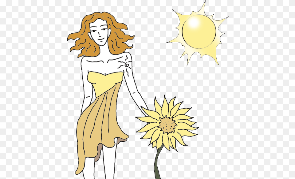 Sun Illustration, Sunflower, Plant, Flower, Adult Free Png