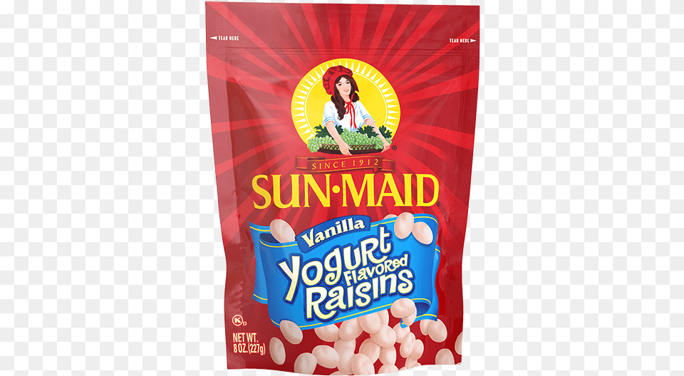 Sun Maid Vanilla Yogurt Flavored Raisins 8 Oz Sun Maid Raisin Girl, Adult, Female, Person, Woman Png Image