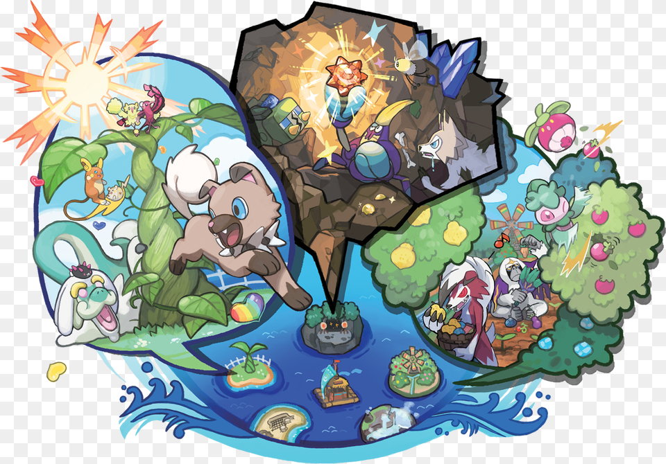 Sun Moon Pok Pelago Artwork Pokemon Sun And Moon Poke Pelago, Art, Graphics, Painting, Person Png Image