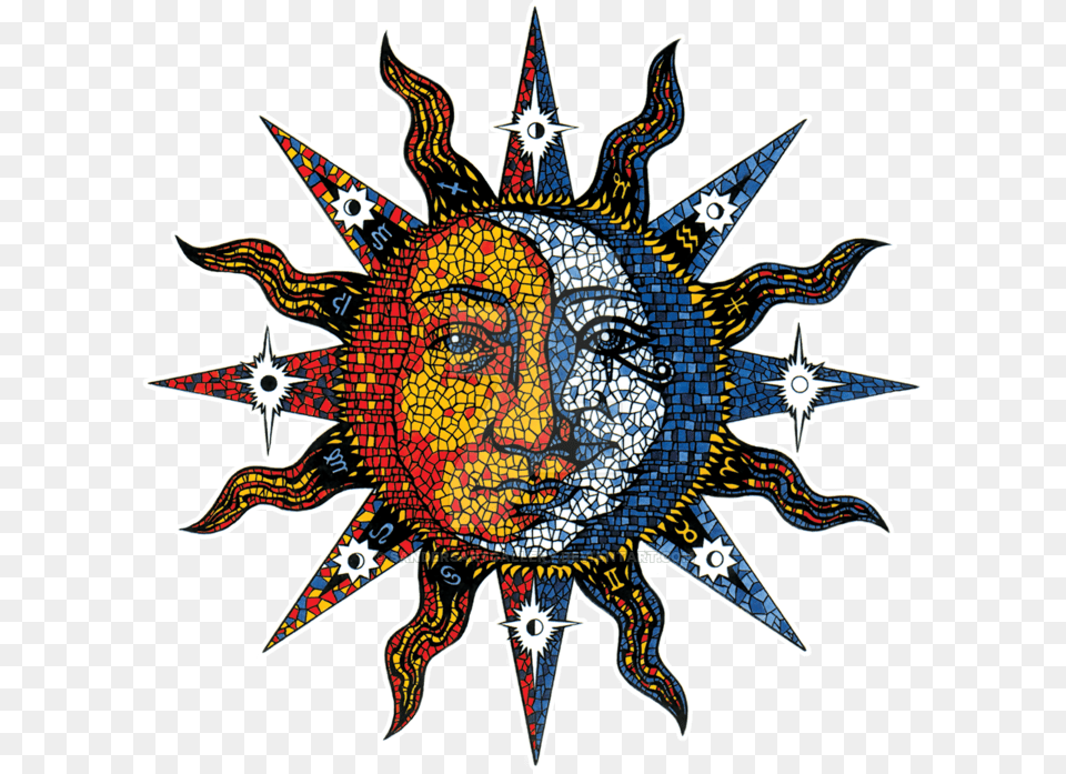 Sun Moon Sun And Moon Sticker, Art, Face, Head, Person Png