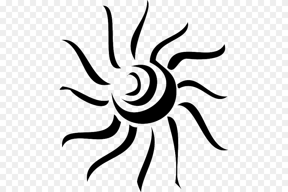 Sun Rays Clip Art Black And White Transparent Sun Tattoo, Spiral, Stencil, Bow, Weapon Free Png