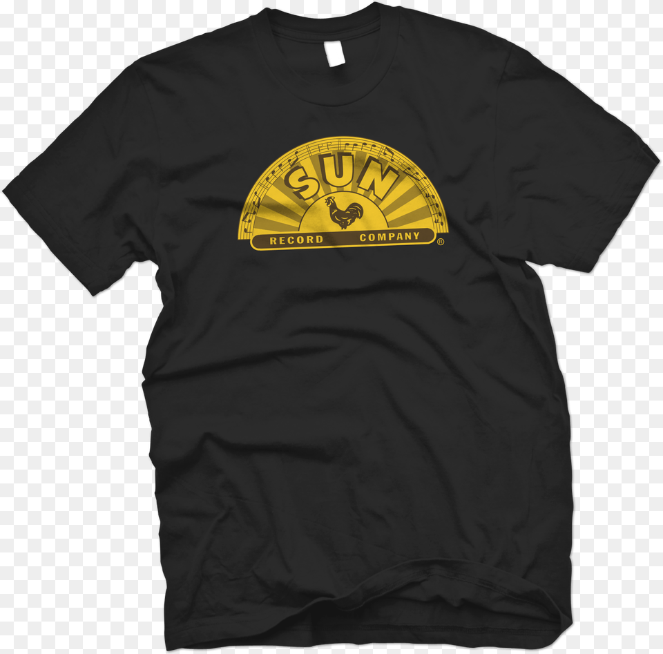 Sun Records Offically Licensed Half Sun Crest Tee Black Charlie Feathers T Shirt, Clothing, T-shirt Free Transparent Png