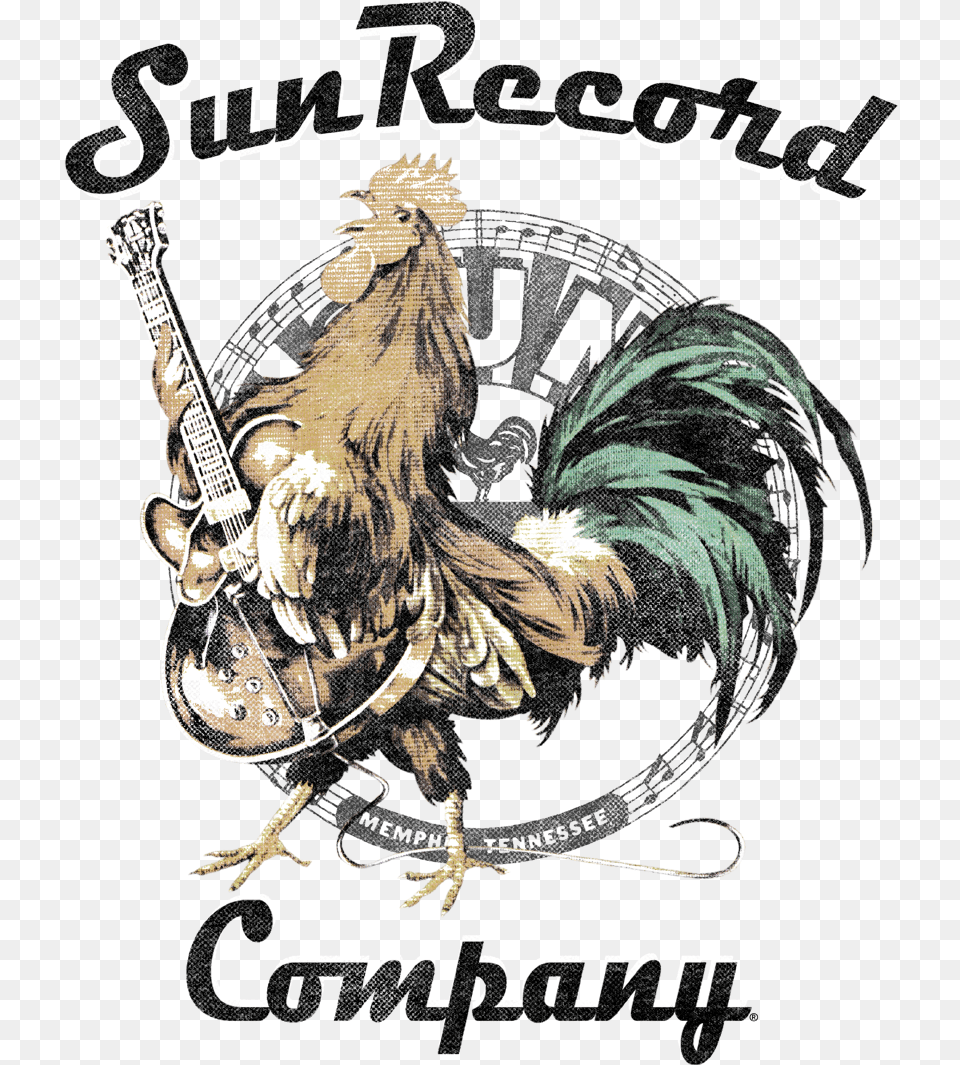 Sun Records Rockin Rooster Logo Mens Illustration, Guitar, Musical Instrument, Animal, Bird Free Transparent Png