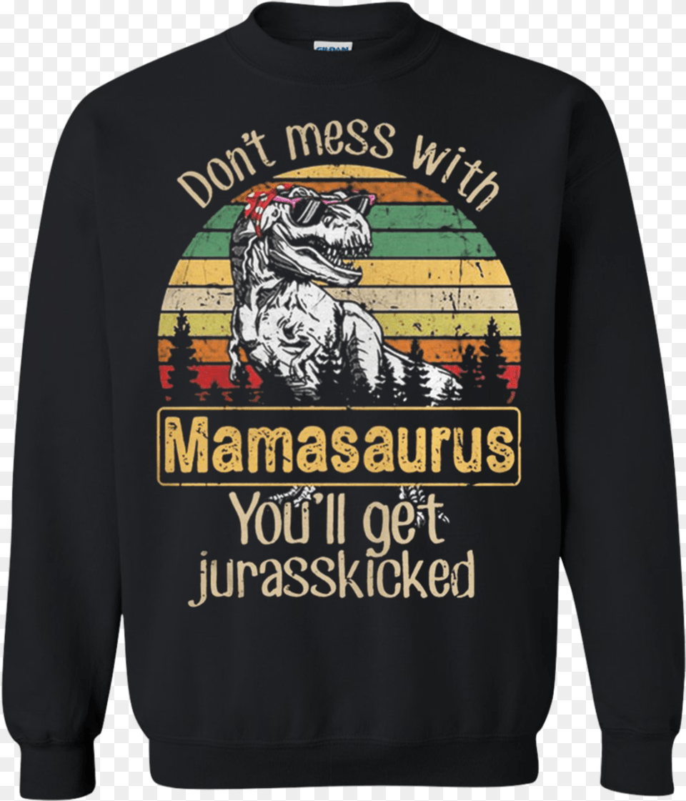 Sun Silhouette Don39t Mess With Mamasaurus You39ll Get Eleven Days Of Christmas Sweater, Clothing, Hoodie, Knitwear, Sweatshirt Png