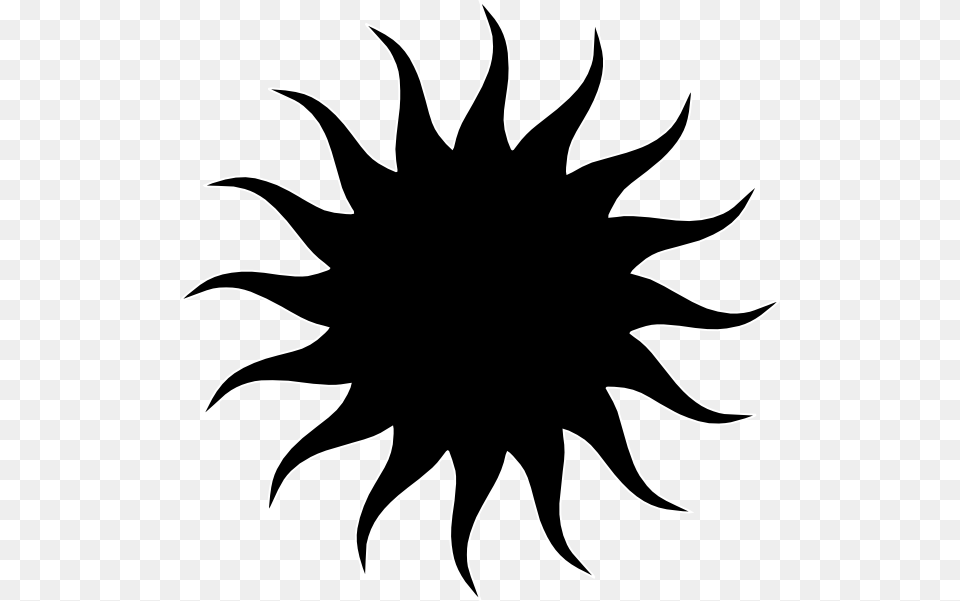 Sun Star Bw Clip Art, Silhouette, Symbol, Leaf, Plant Png