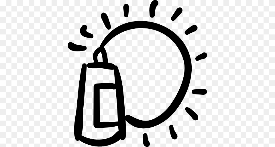 Sun Summer Sun Tan Hand Drawn Lotion Bronzer Bottle Outline, Gray Free Png