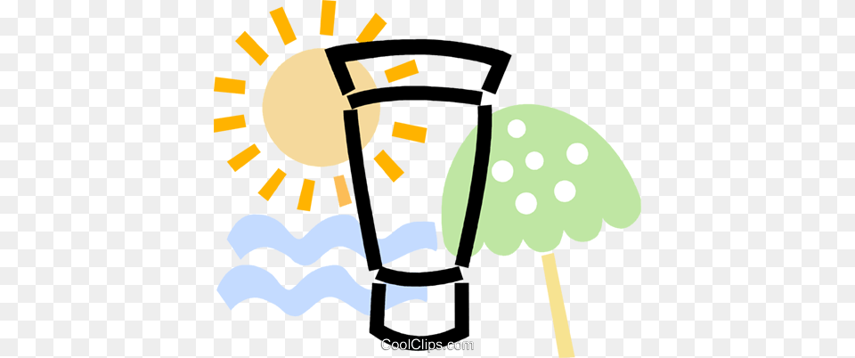 Sun Tan Lotion With Umbrella And The Sun Royalty Vector Clip, Lighting, Glass, Light Free Png Download