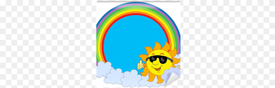 Sun With Cloud In Rainbow Circle Wall Mural Pixers Sonne Wolken Clipart, Art, Graphics Free Png