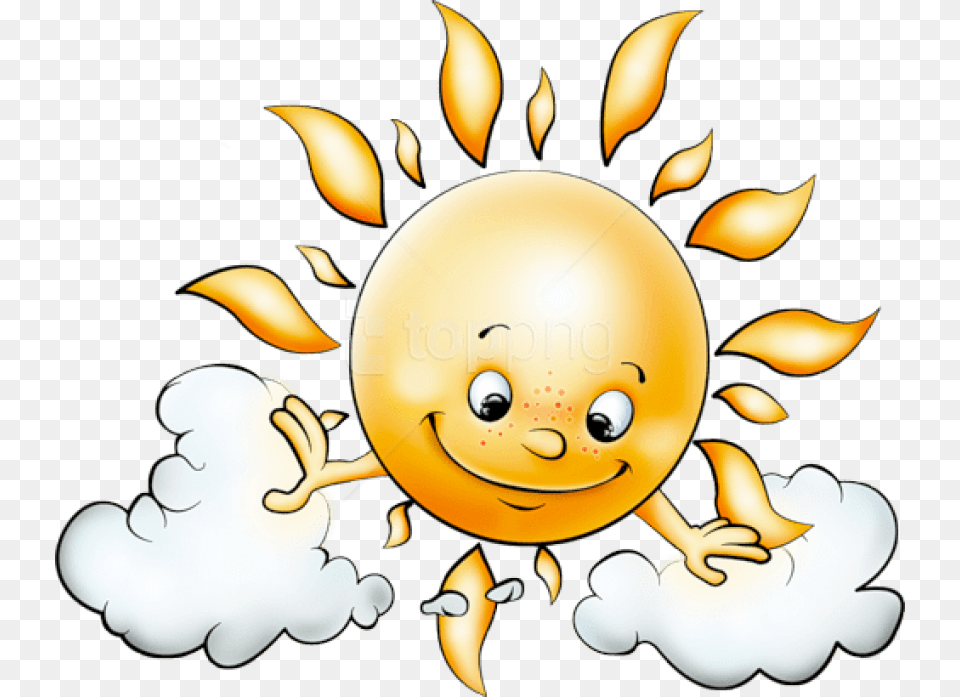 Sun With Clouds Picture Clipart Good Morning Sun, Baby, Person, Art, Graphics Png Image