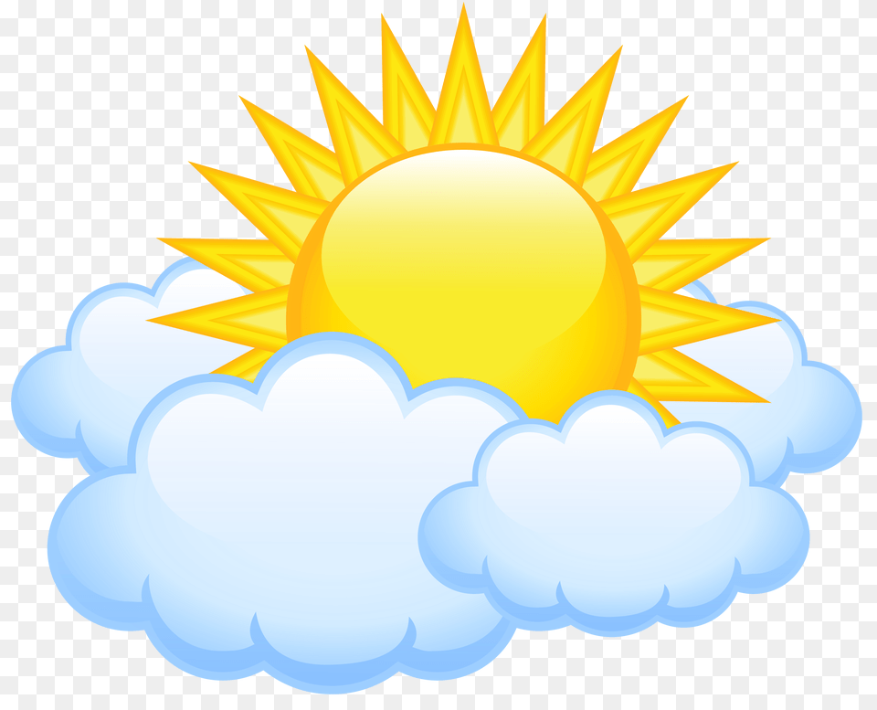 Sun With Clouds Transparent Picture Sun And Clouds Clipart, Nature, Outdoors, Sky, Sunlight Free Png