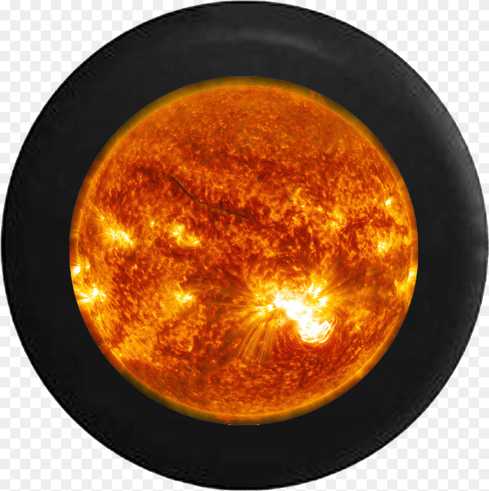 Sun With Solar Flares Jeep Camper Spare Source Of Light And Heat, Nature, Outdoors, Sky, Plate Png Image