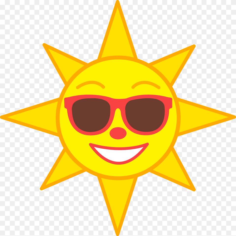 Sun With Sunglasses Clipart Download Clip Art Clip, Symbol, Star Symbol, Sky, Nature Png