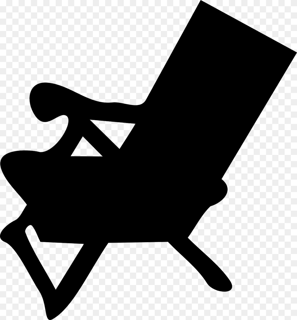 Sunbed Deck Chair Beach Summer Relax Silhouette Beach Chair Clipart Black And White, Gray Free Png