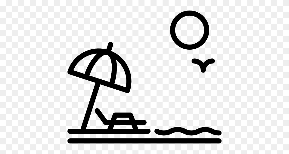 Sunbed Holidays Summer Vacations Beach Sun Umbrella Icon, Stencil, Silhouette, Art, Doodle Free Png
