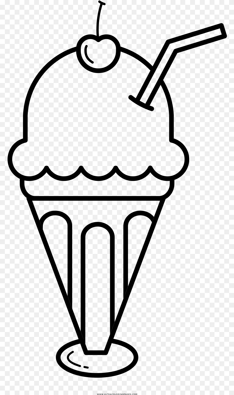 Sundae Float Coloring Page, Gray Free Transparent Png