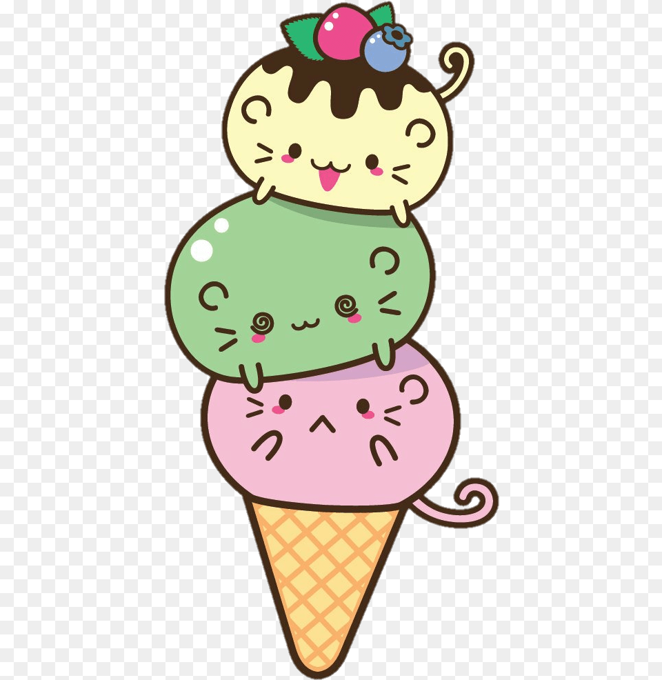 Sundae Icecream Meow Cat Cats Cartoon Cute Colorful Kawaii Cute Animals Clipart, Cream, Dessert, Food, Ice Cream Free Transparent Png