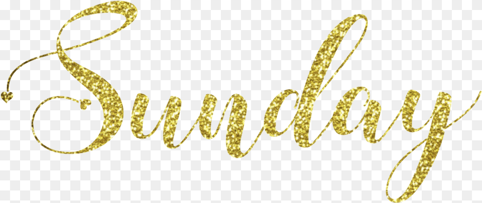 Sunday Glitter Gold Calligraphy, Text Free Png