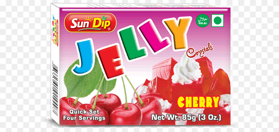 Sundip Cherry Jello Halal Jello, Food, Fruit, Plant, Produce Png