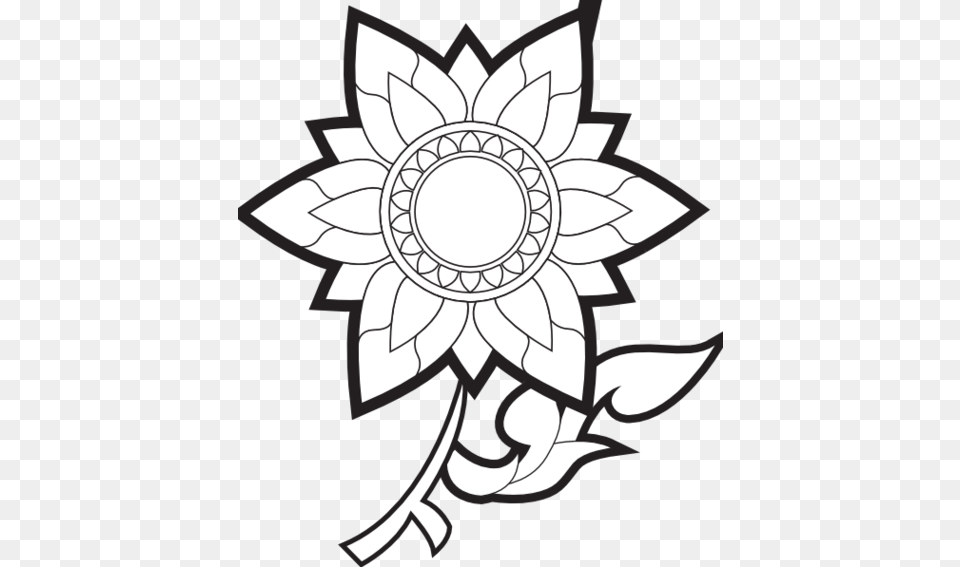 Sunflower Black And White Sunflower Clipart Black And White, Emblem, Symbol, Logo, Art Free Png Download