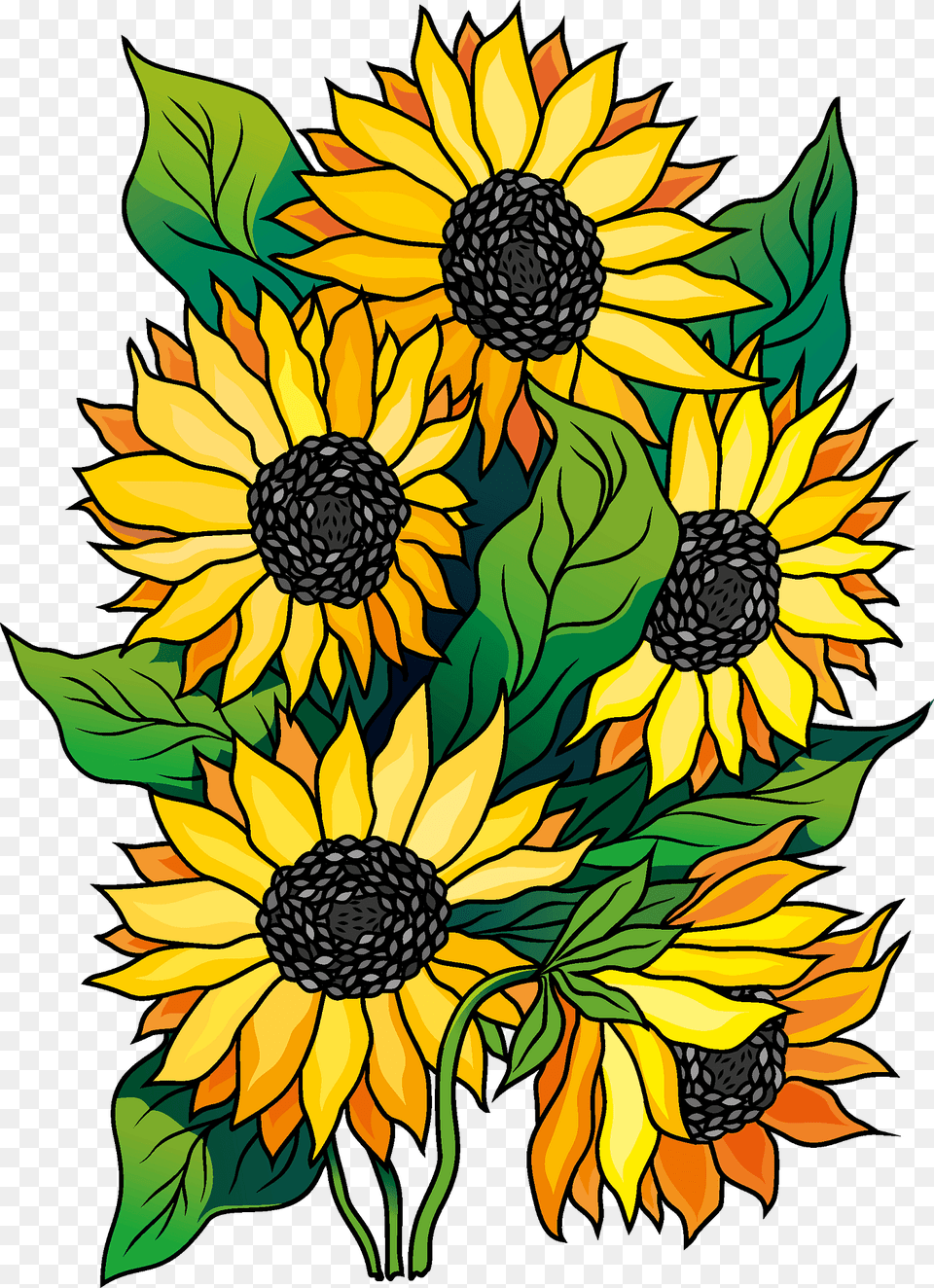 Sunflower Clipart, Flower, Plant, Pattern, Art Png Image