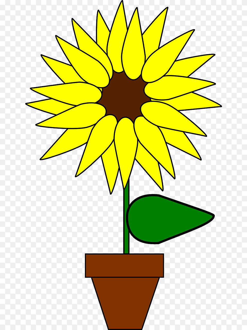 Sunflower Clipart Girasol Sunflower In Pot Clipart, Flower, Plant, Leaf Png