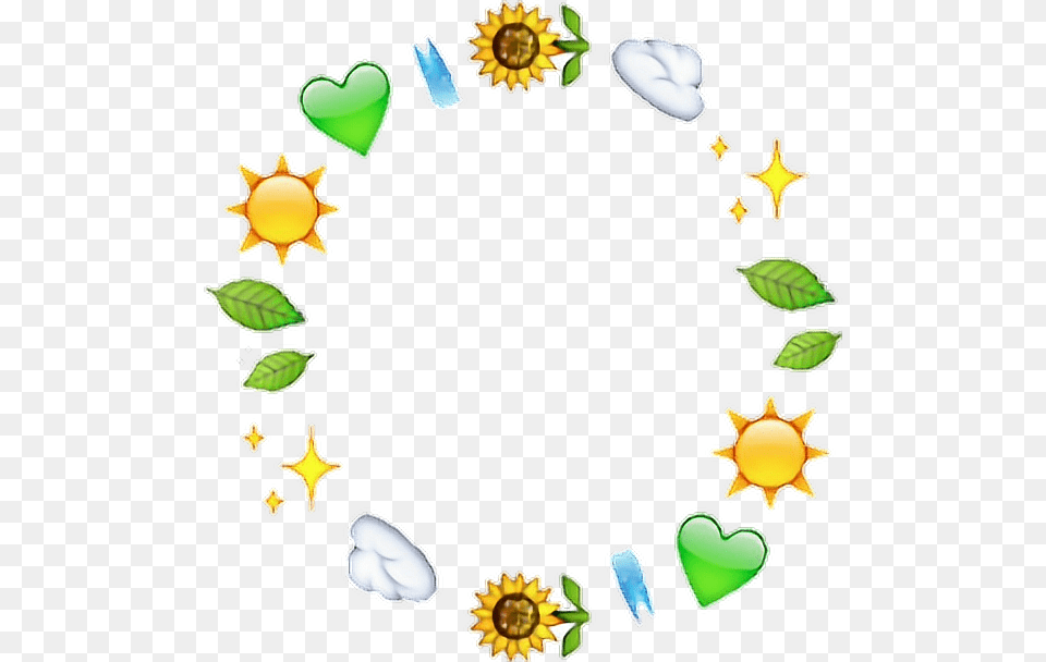 Sunflower Emoji Plant Heart Plant Leaf Cloud Sun Emoji Circle Overlay, Flower, Petal, Chandelier, Lamp Png Image
