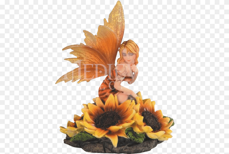 Sunflower Fairy, Figurine, Plant, Flower, Adult Png Image
