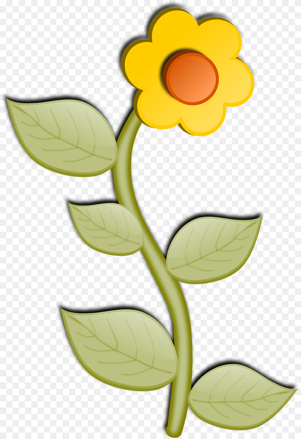 Sunflower On The Stem Clipart, Flower, Plant, Daisy, Petal Free Png Download