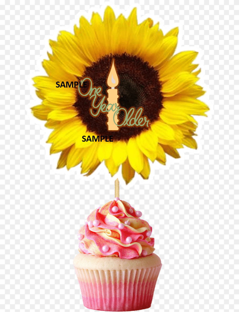 Sunflower Only, Cake, Food, Dessert, Cupcake Free Png Download