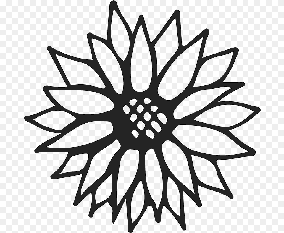 Sunflower Outline Rubber Stamp Line Art, Nature, Outdoors, Snow Png Image