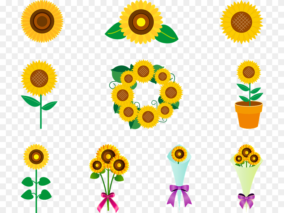 Sunflower Sunflower Wreath Sunflowers Bunch Ai, Flower, Plant, Daisy Free Transparent Png